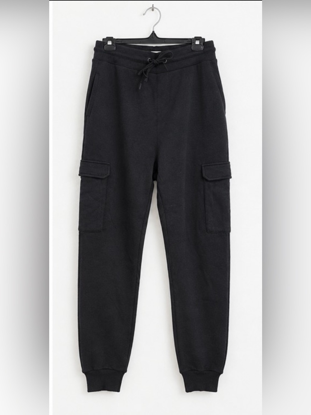 Black Cargo Sweat Joggers with Drawstring Waist